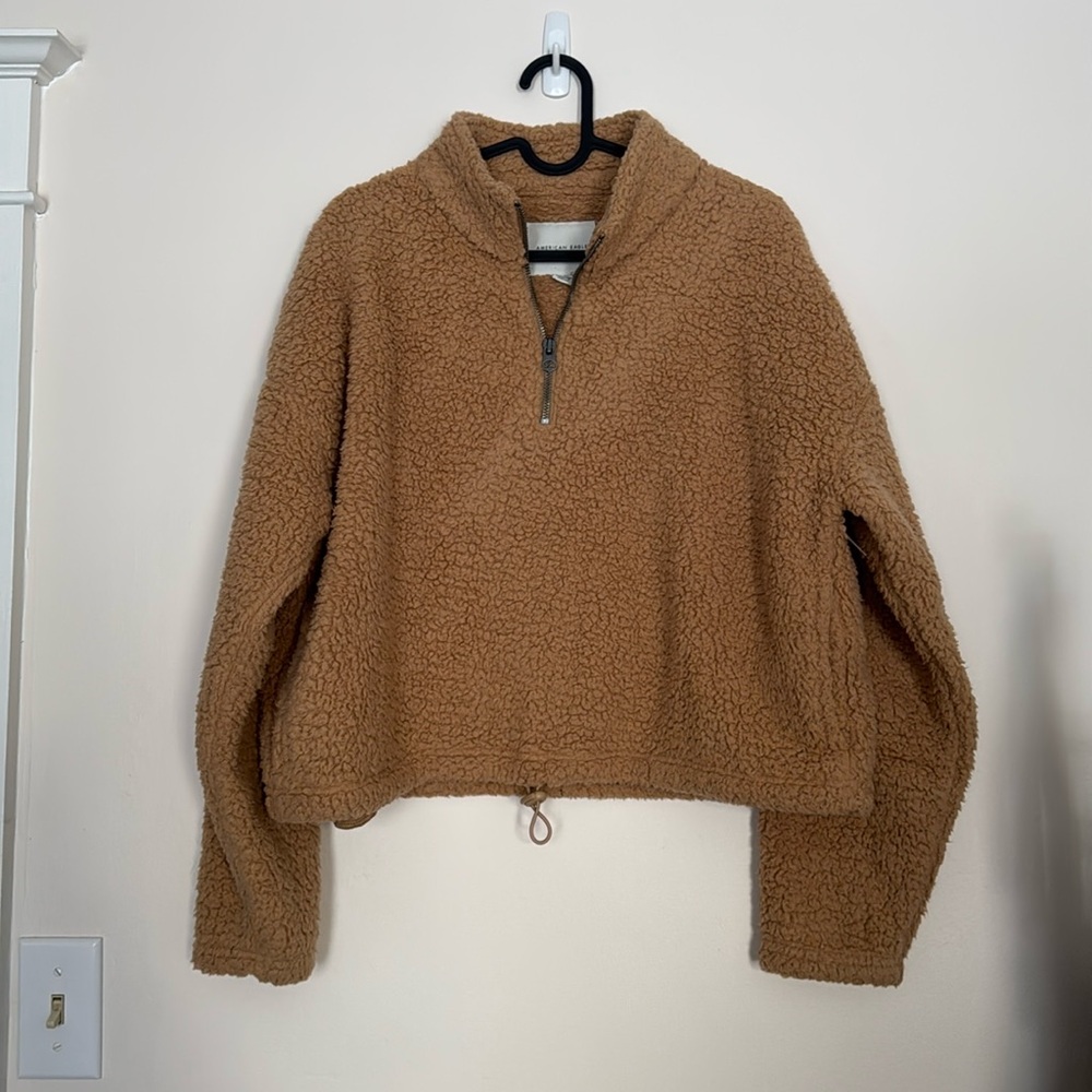 American Eagle Cropped Sherpa Sweater